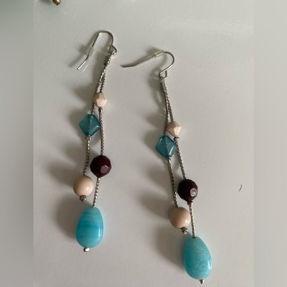(3) Pairs of Turquoise Color Pierced Earrings - Picture 4 of 4